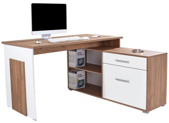 Rohový Psací Stůl Ludwig - bílá/barvy dubu, Moderní, kompozitní dřevo (140/76/130cm) Rohový Psací Stůl Ludwig - bílá/barvy dubu, Moderní, kompozitní dřevo (140/76/130cm)
