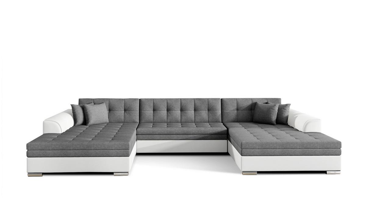 Wohnlandschaft Vento Grau/ Weiß U: 165x359x165 Cm - Chromfarben/Weiß, Design (165/359/165cm) - MID.YOU