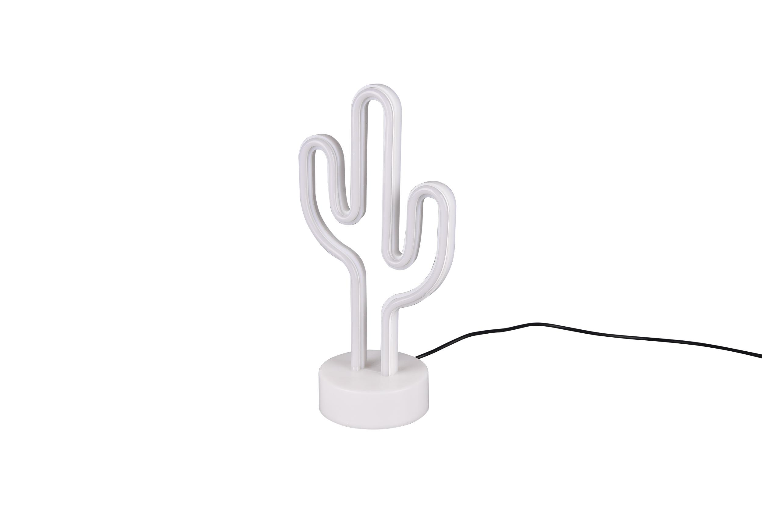Akku-Tischleuchte Cactus Weiß B: 8,5 cm - Weiß, Trend, Kunststoff (14,3/8,5/29,6cm)
