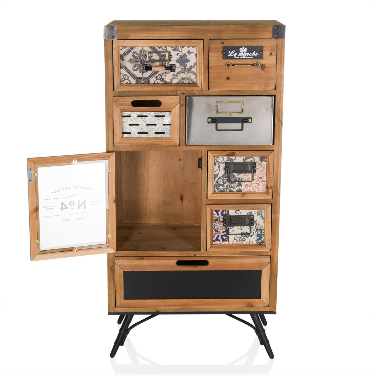Sideboard Continento S Multicolor/Naturfarben B: 53cm - Multicolor/Schwarz, MODERN, Holz (53/104/32cm) - MID.YOU