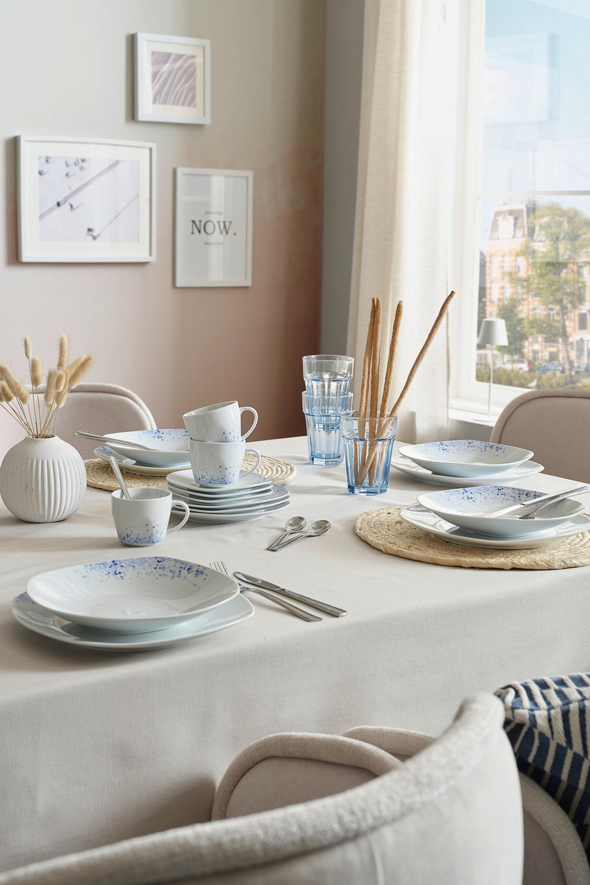 Trinkglas Blau Maren ca. 400 ml - Blau/Klar, Glas (9,2/12,8cm) - Luca Bessoni