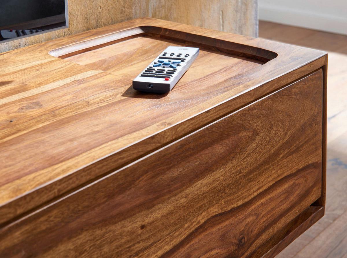 TV komoda z masívneho dreva sheesham š: 108cm - farba indického palisandra, Modern, drevo (108/25/34cm) - MID.YOU