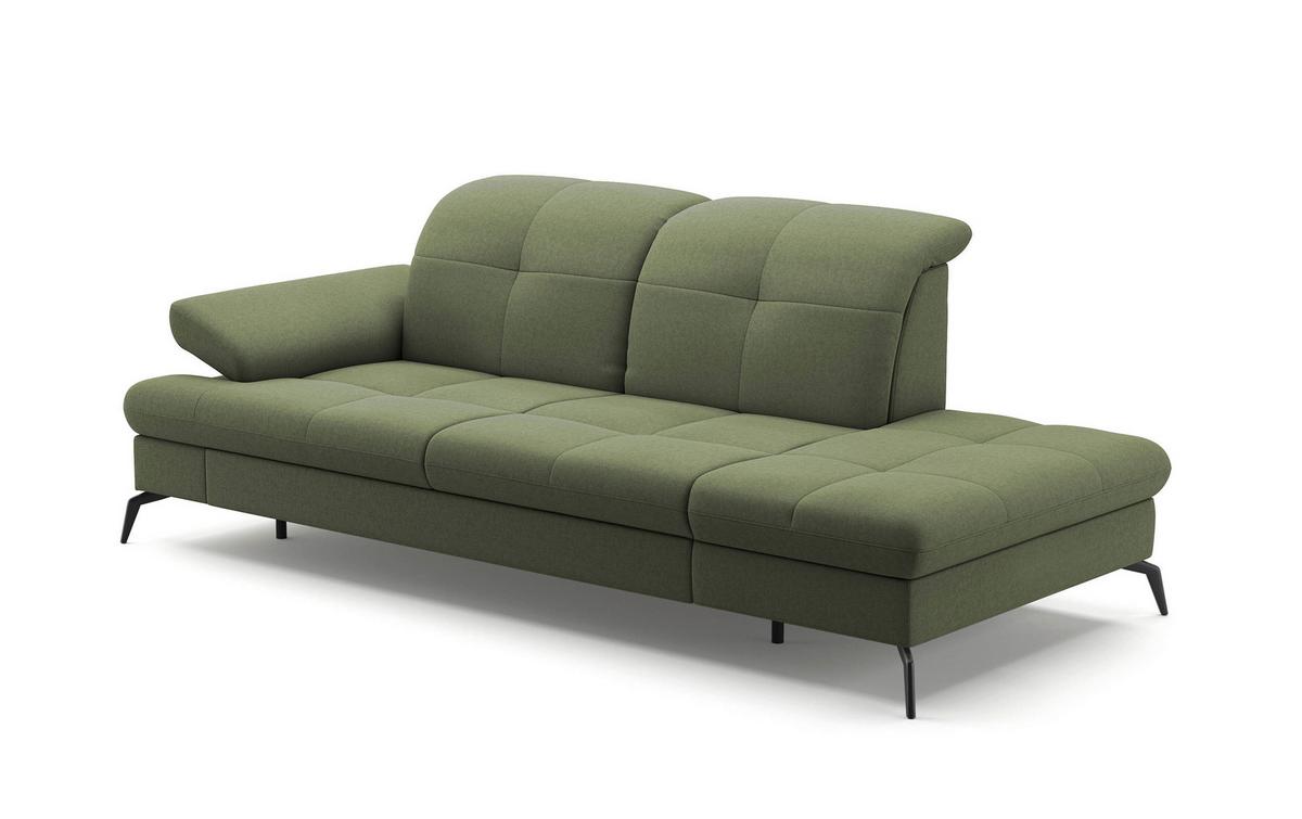 Récamiere Amica E, Olivgrün B: 231 Cm - Schwarz/Olivgrün, KONVENTIONELL, Textil (231/90/122cm) - Sit & More