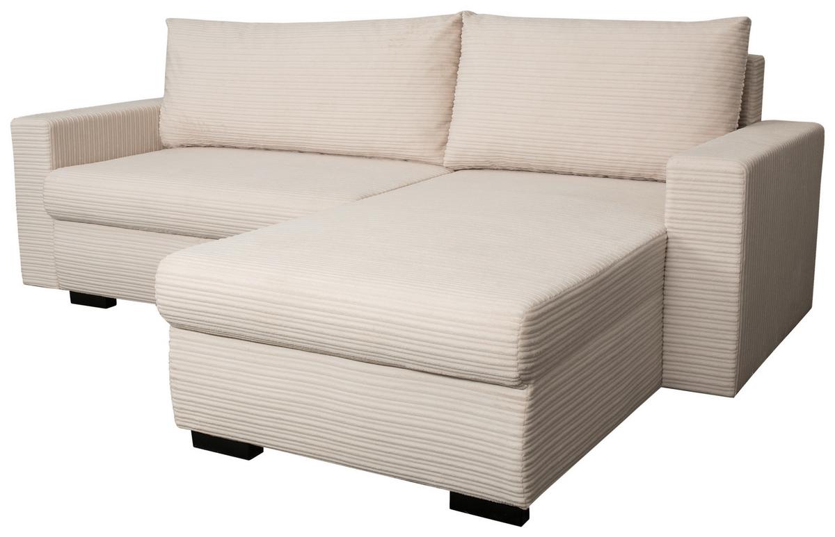 Rohová sedačka GENEVE, oboustranná, béžový manšestr - černá/béžová, Konvenční, textil/plast (225/167cm) - Mömax