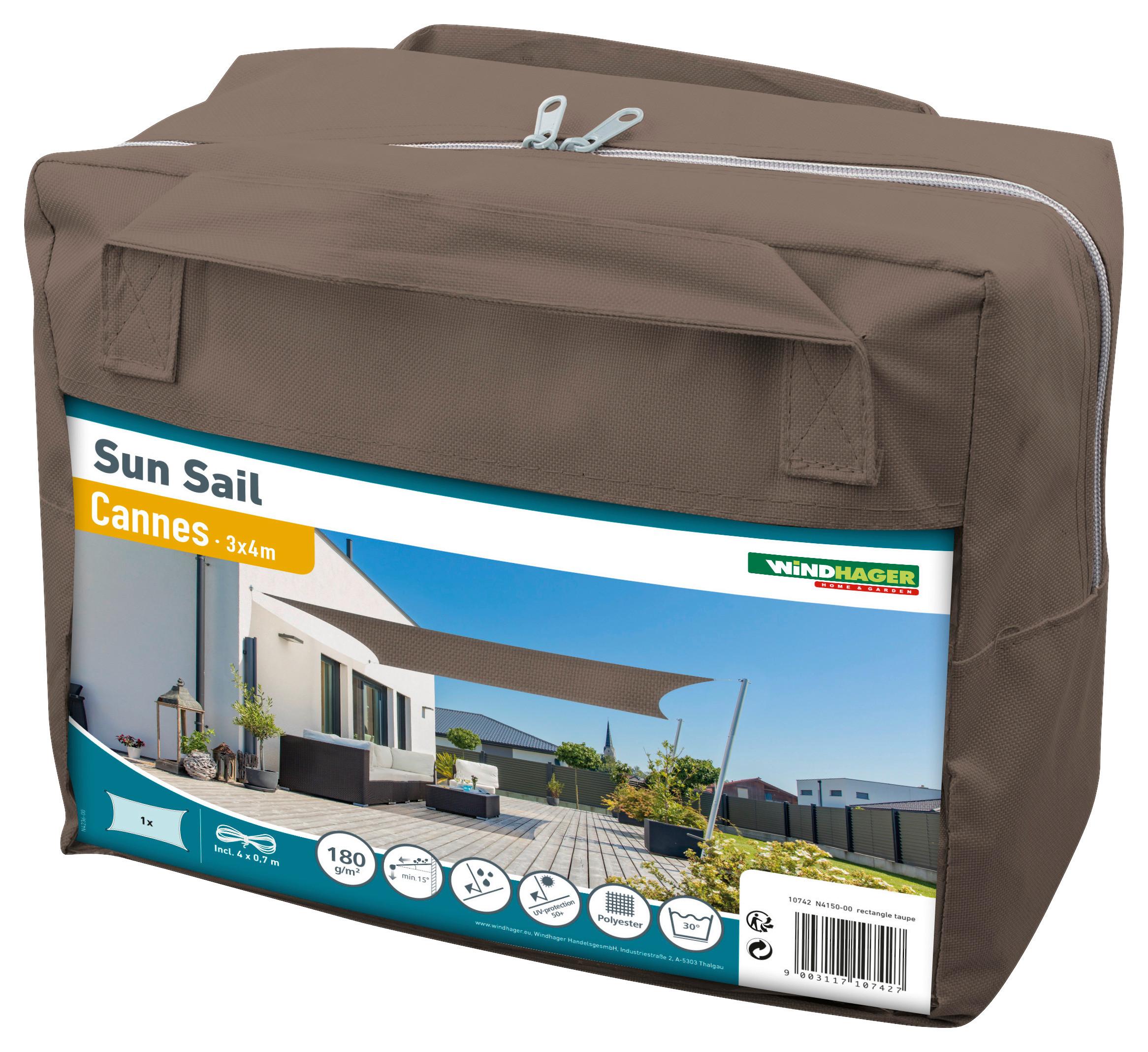 Sonnensegel Rechteck 3x4 m - Taupe, Basics (300/400cm)