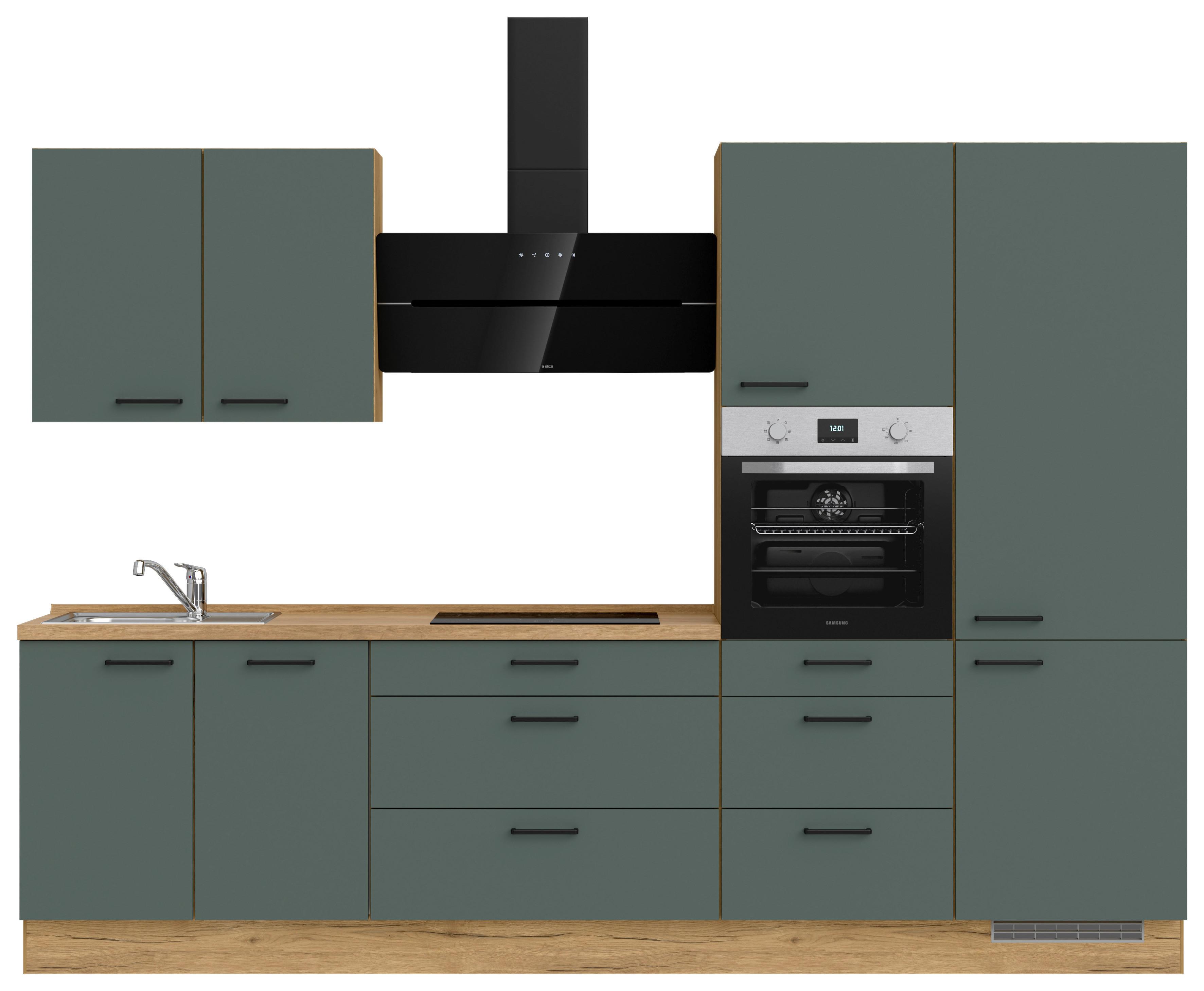 Küchenleerblock Easytouch High-Line, H4 Rechts - Dunkelgrün/Eichefarben, MODERN, Holzwerkstoff (300cm) - Nobilia