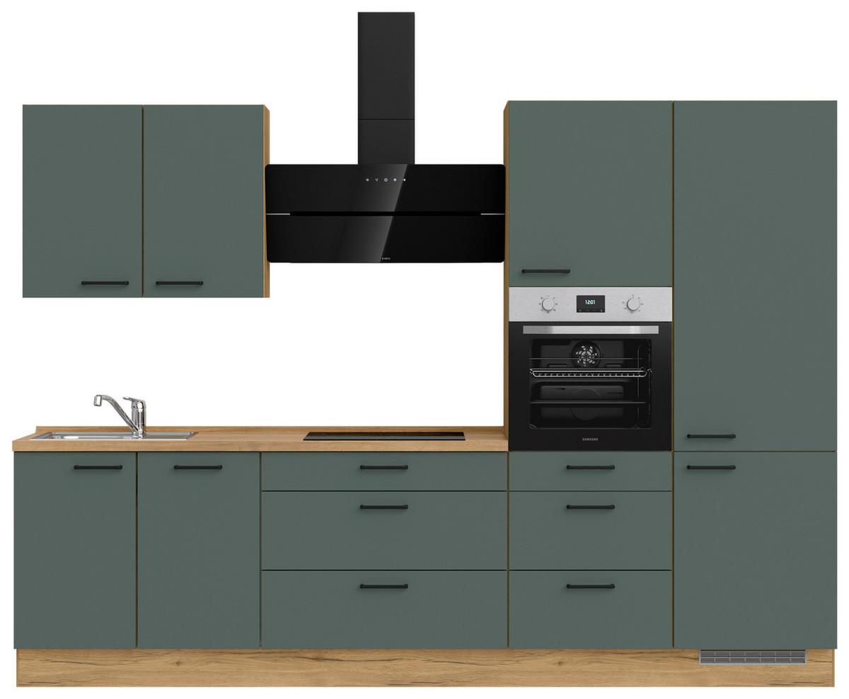 Küchenleerblock Easytouch High-Line, H4 Rechts - Dunkelgrün/Eichefarben, MODERN, Holzwerkstoff (300cm) - Nobilia