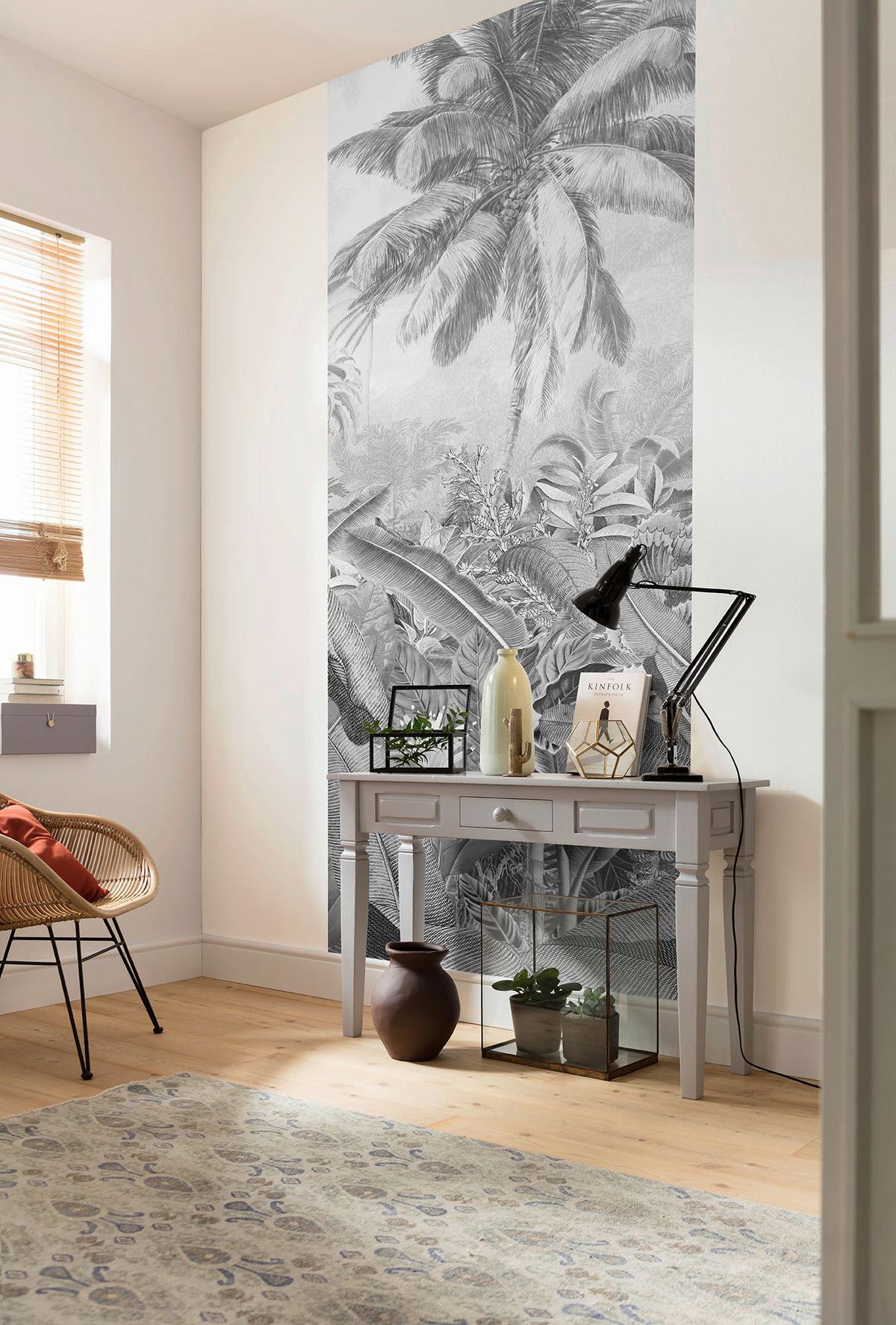 Vliestapete Amazonia Black And White Panel - Schwarz/Weiß, Basics (100/250cm) - Komar