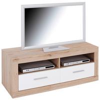 KOMODA POD TELEVIZI MALTA - bílá/barvy dubu, Moderní, dřevo (128/50/42cm) - Based