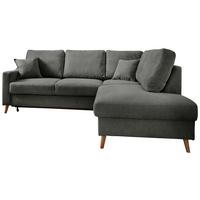 Ecksofa mit Schlaffunktion Valentina mit Kissen Anthrazit - Anthrazit/Naturfarben, KONVENTIONELL, Textil (230/200cm) - P & B