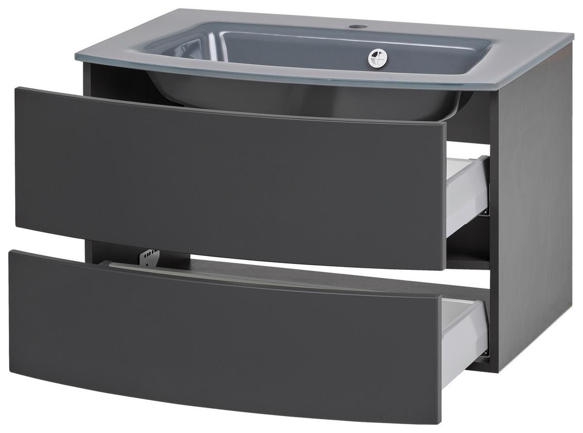 Waschbecken mit Unterschrank Kopenhagen B: 80 cm Grau - Graphitfarben/Grau, KONVENTIONELL, Glas/Holzwerkstoff (80cm) - Held