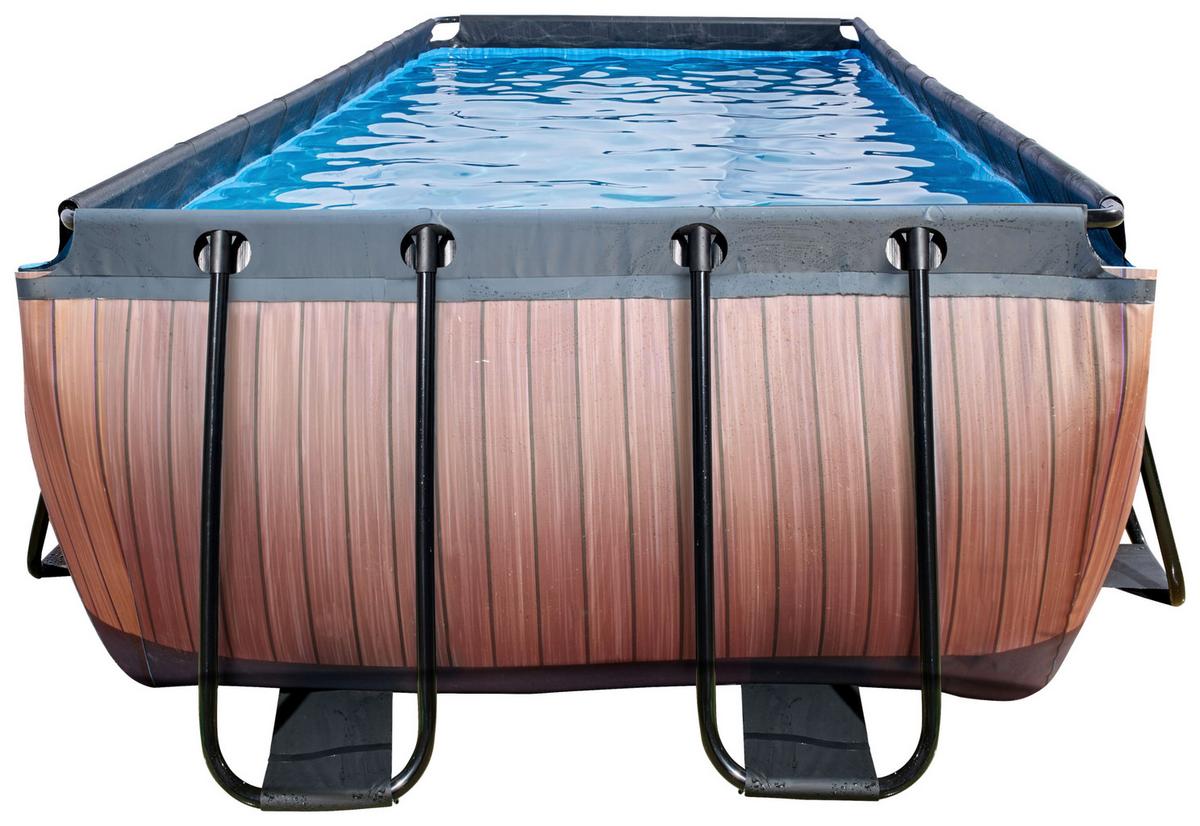 Schwimmbecken Rechteckig Exit mit Leiter und Pumpe L: 400 cm - Braun, KONVENTIONELL, Metall (400/200/122cm) - EXIT Toys
