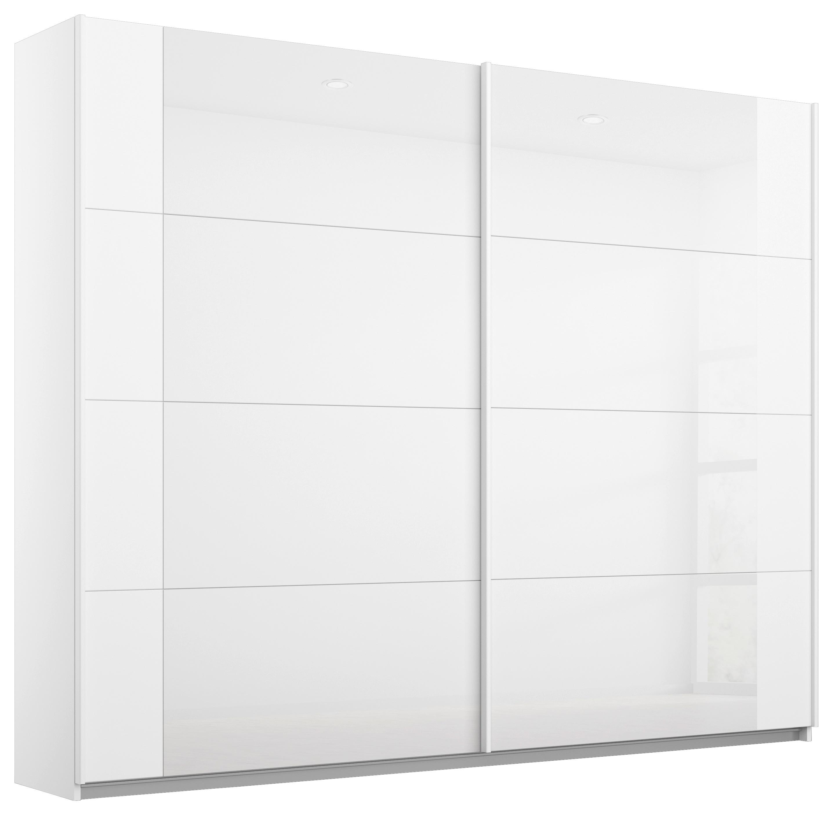 Schwebetürenschrank Artemis B: 226 cm Weiß/Weiß Hochglanz - Weiß Hochglanz/Weiß, MODERN, Glas/Holzwerkstoff (226/210/62cm) - Rauch Möbel