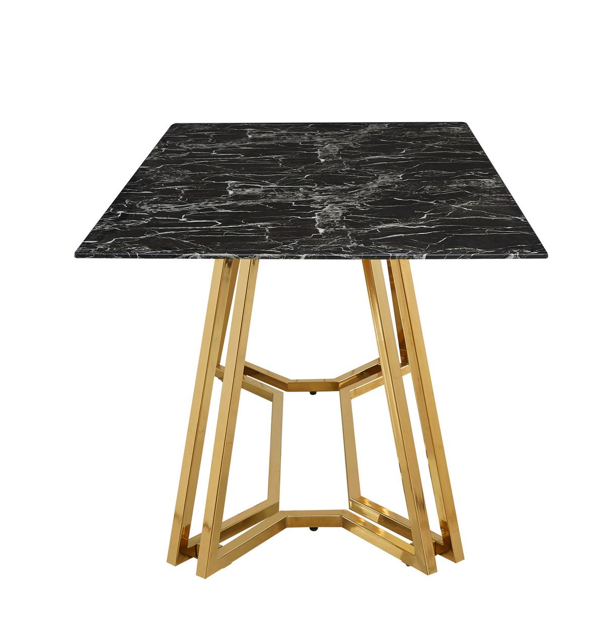 Esstisch Weiß/chromfarben B: 160 Cm - Goldfarben/Schwarz, MODERN, Glas/Metall (160/90/76cm) - Livetastic
