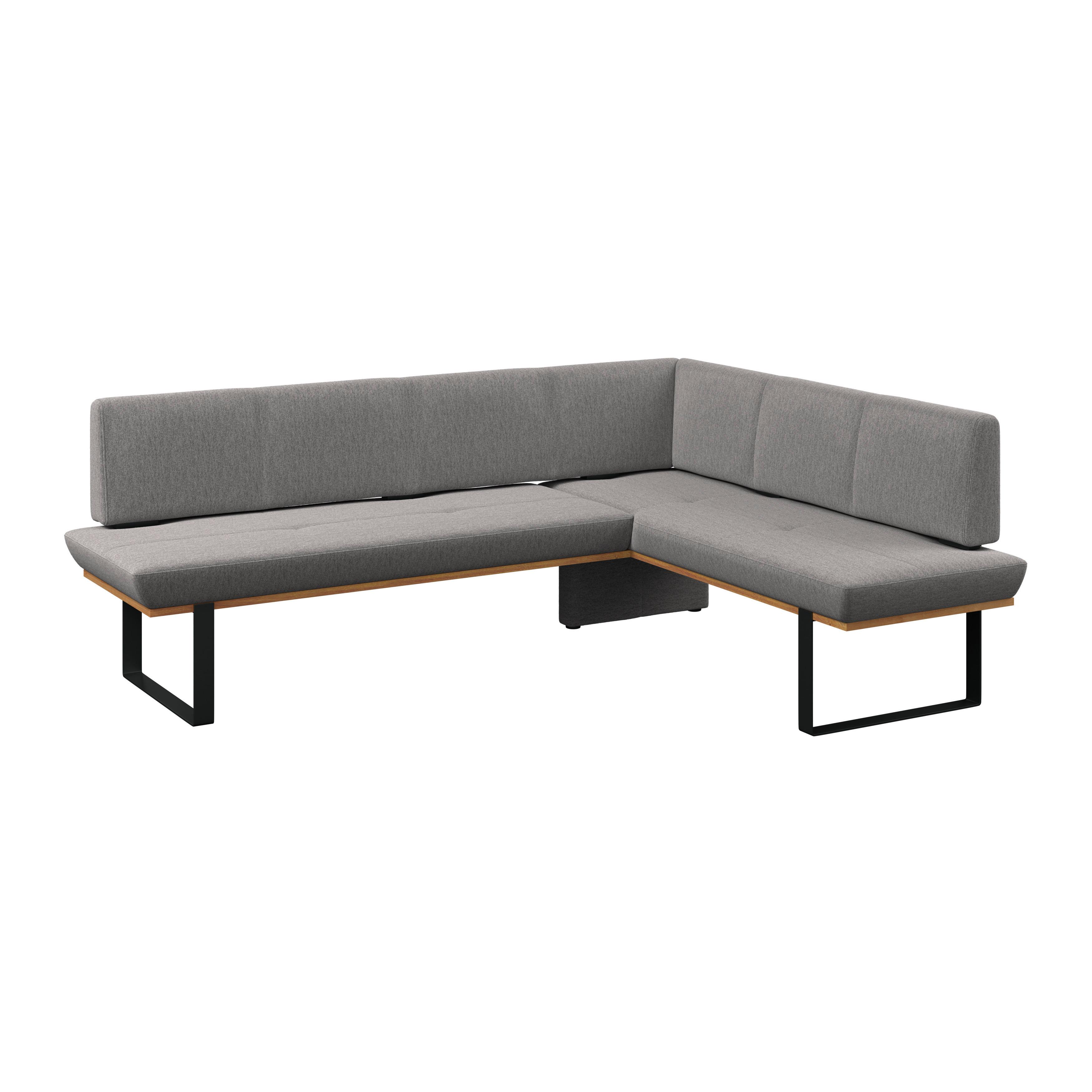 Eckbank Tristan Webstoff grau, S:225x175cm - Schwarz/Grau, MODERN, Holz/Textil (225/175cm) - James Wood
