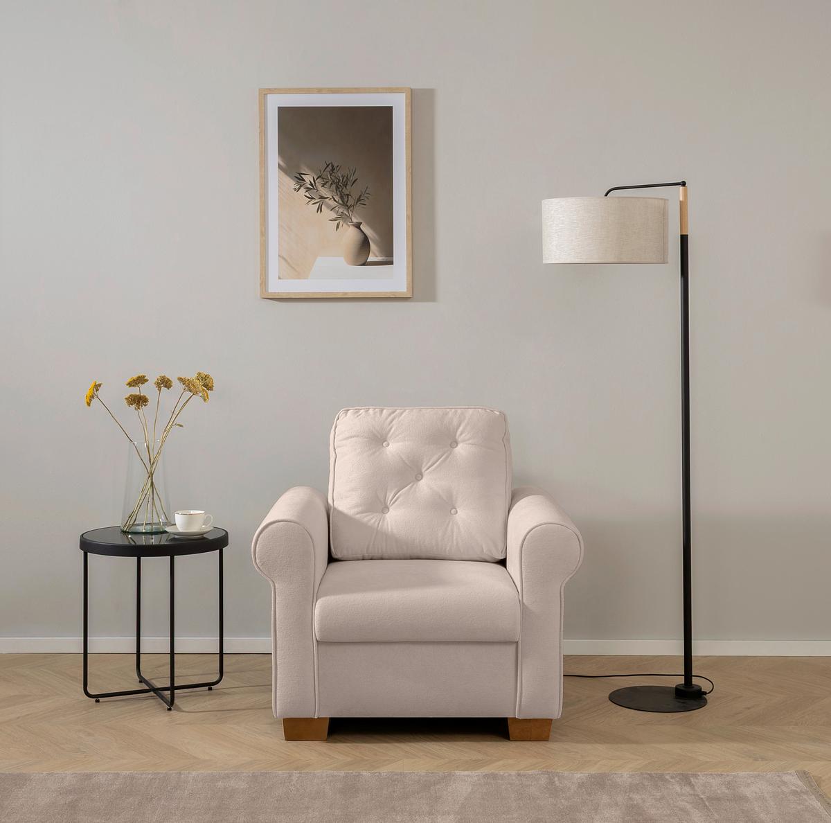 Sessel Arles, Taupe 15 B: 93 Cm - Taupe/Buchefarben, Design, Textil (93/89/82cm) - MID.YOU