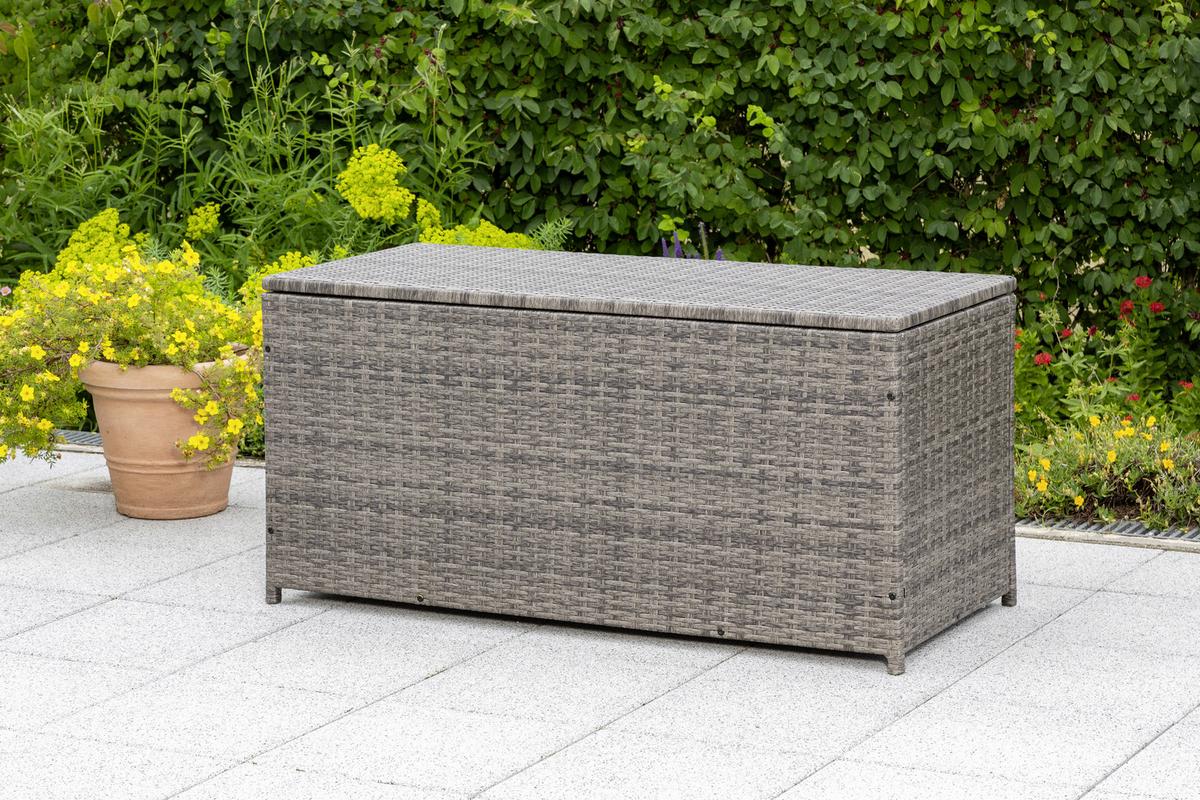 Kissenbox mit Aufklappbarem Deckel BxHxT: 123/54/60 cm - Grau, KONVENTIONELL, Kunststoff/Metall (123/54/60cm) - Gardenson