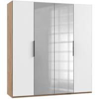 Drehtürenschrank Mit Spiegel 200 Cm Level, Weiß/eiche Dekor - Eichefarben/Weiß, MODERN, Holzwerkstoff (200/216/58cm) - MID.YOU
