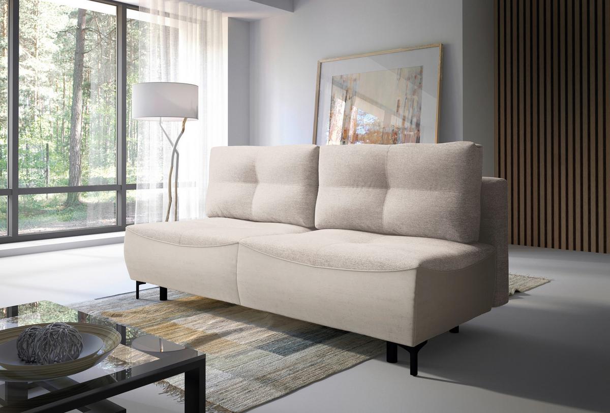2-Sitzer-Sofa Mit Schlaffunktion Wendy B: 197 cm - Creme/Schwarz, Design, Textil (197/94/96cm) - MID.YOU