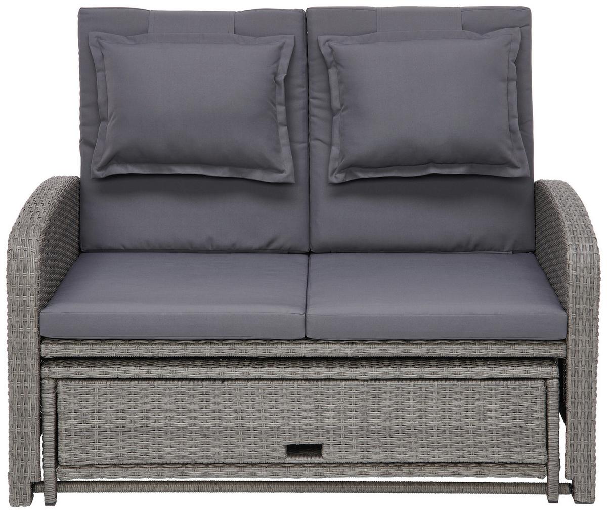 Loungesofa Havanna Kunststoffgeflecht mit Kissen - Braun/Grau, MODERN, Kunststoff/Textil (126/110/95/30,5/82/64cm) - Beldano
