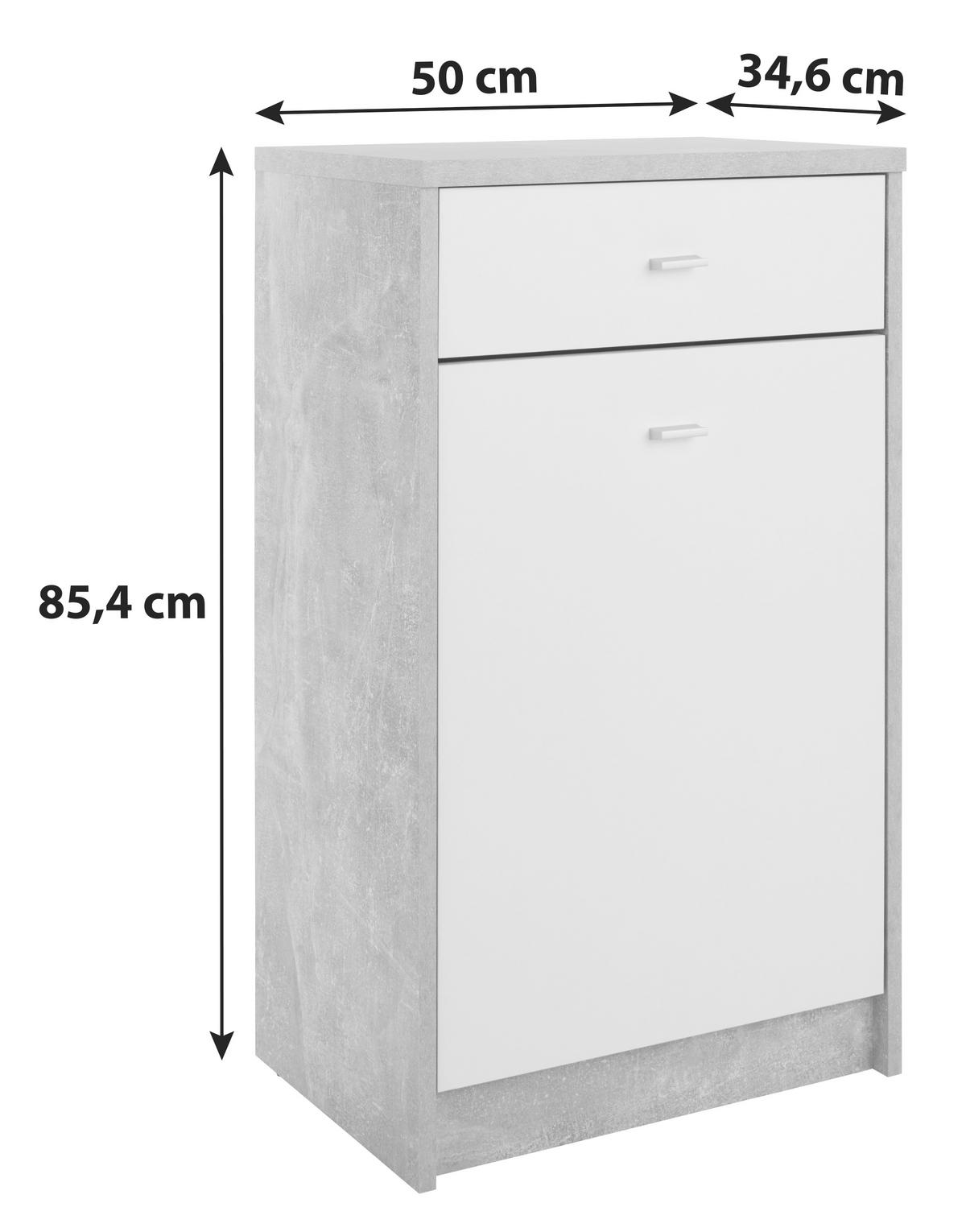 Kommode B: 50 Cm 4-you New Beton Optik/weiß - Weiß/Grau, MODERN, Holzwerkstoff (50/85,4/34,6cm)