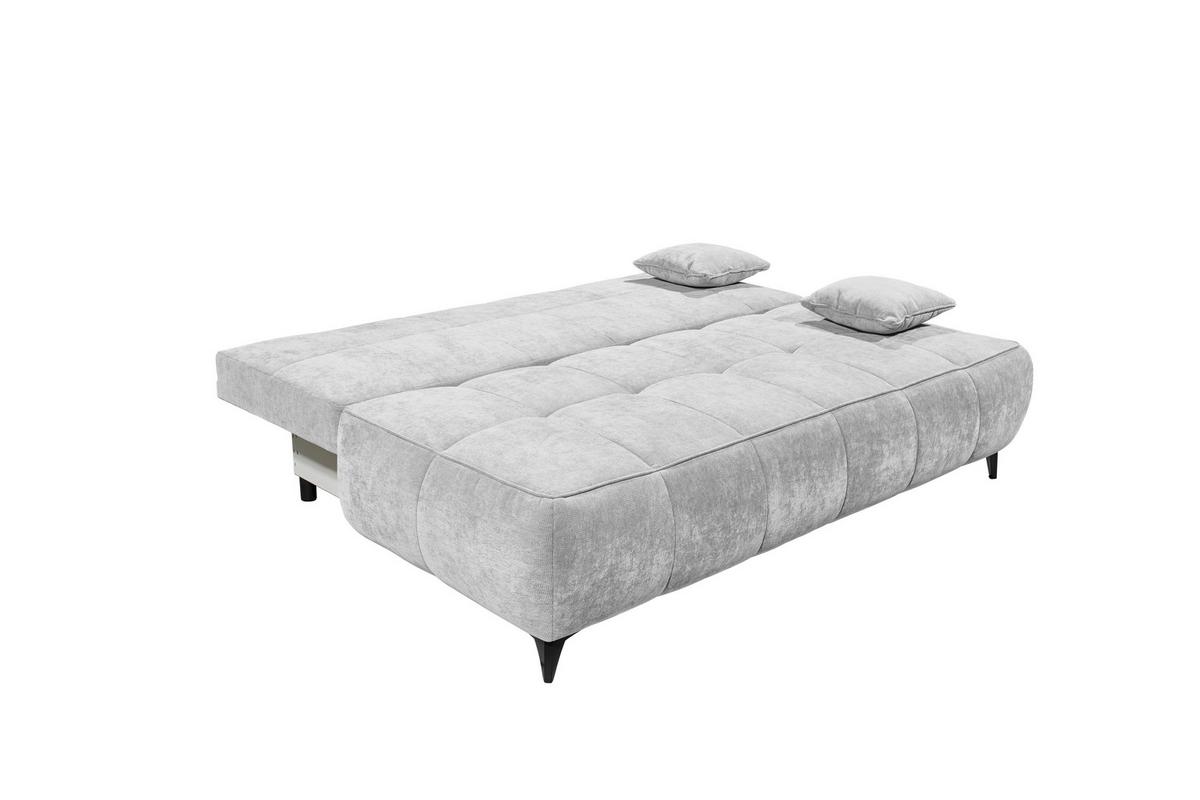 Schlafsofa Elisa Silberfarben, Schlaffunktion - Silberfarben/Schwarz, MODERN, Textil (215/96/106cm) - MID.YOU