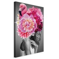 Leinwandbild Flamingo Girl Grau Pink B: 40 Cm - Pink/Grau, Basics, Holzwerkstoff/Textil (40/60/1,2cm) - artgeist