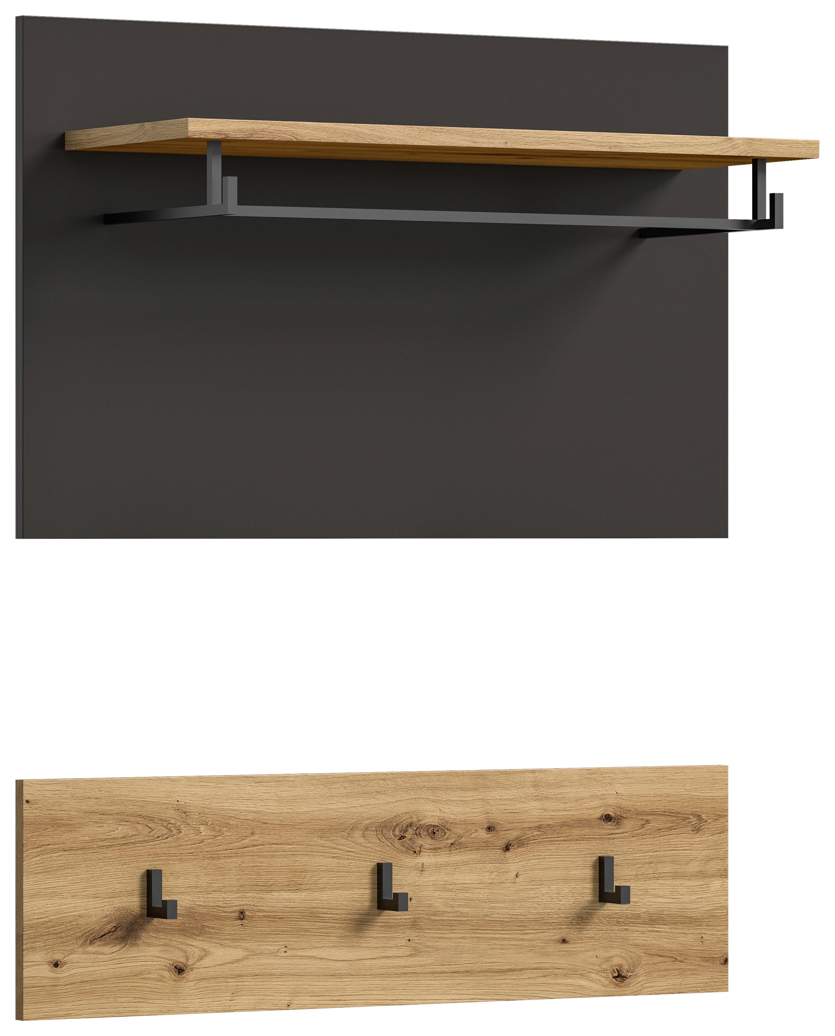 Garderobenpaneel Canu Eichefarben B: 80 cm - Eichefarben/Dunkelbraun, KONVENTIONELL, Holzwerkstoff (80/73/27cm) - MID.YOU