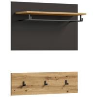 Garderobenpaneel Canu Eichefarben B: 80 cm - Eichefarben/Dunkelbraun, KONVENTIONELL, Holzwerkstoff (80/73/27cm) - MID.YOU