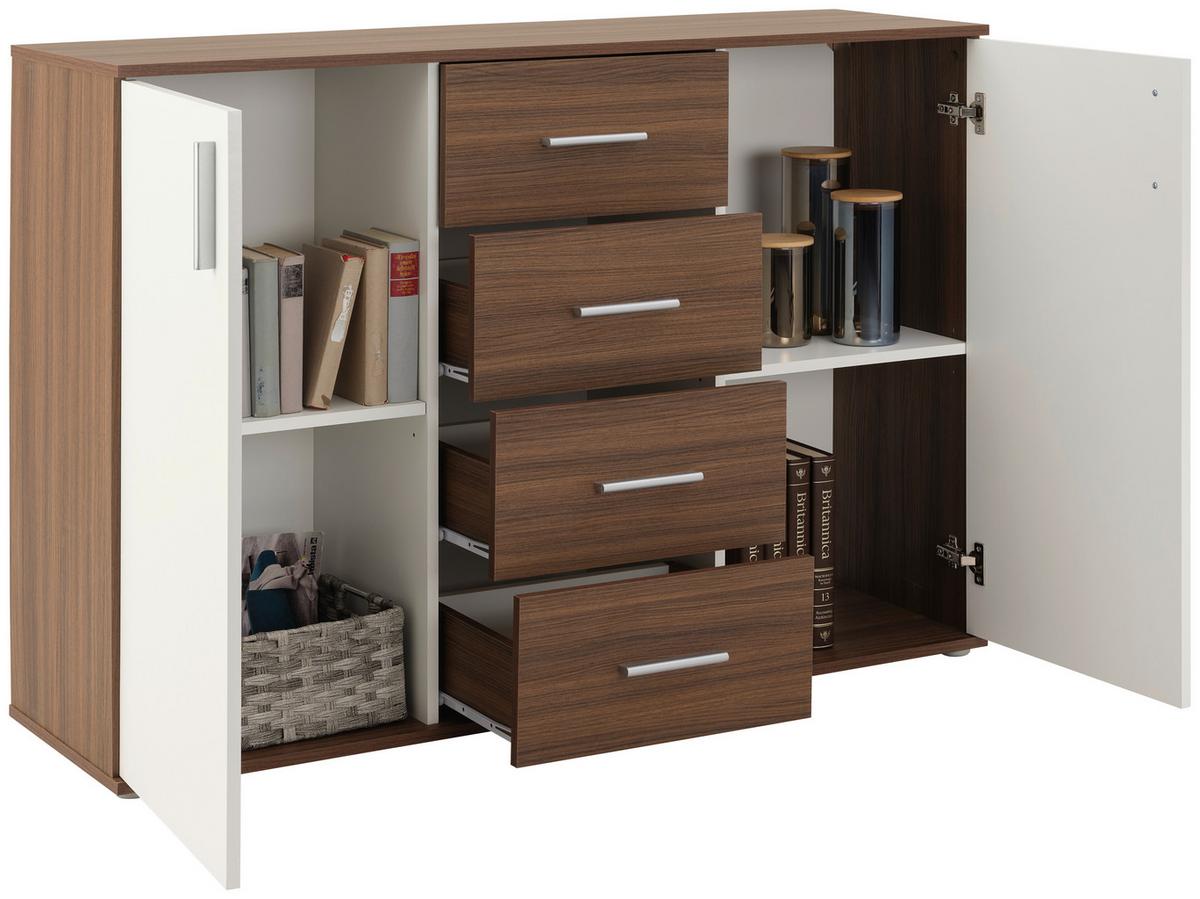 Kommode Mit Schubladen 132 Cm Ina 03 Nussoptik/weiss - Eiche Artisan, MODERN, Holzwerkstoff (132/94,8/38,3cm)