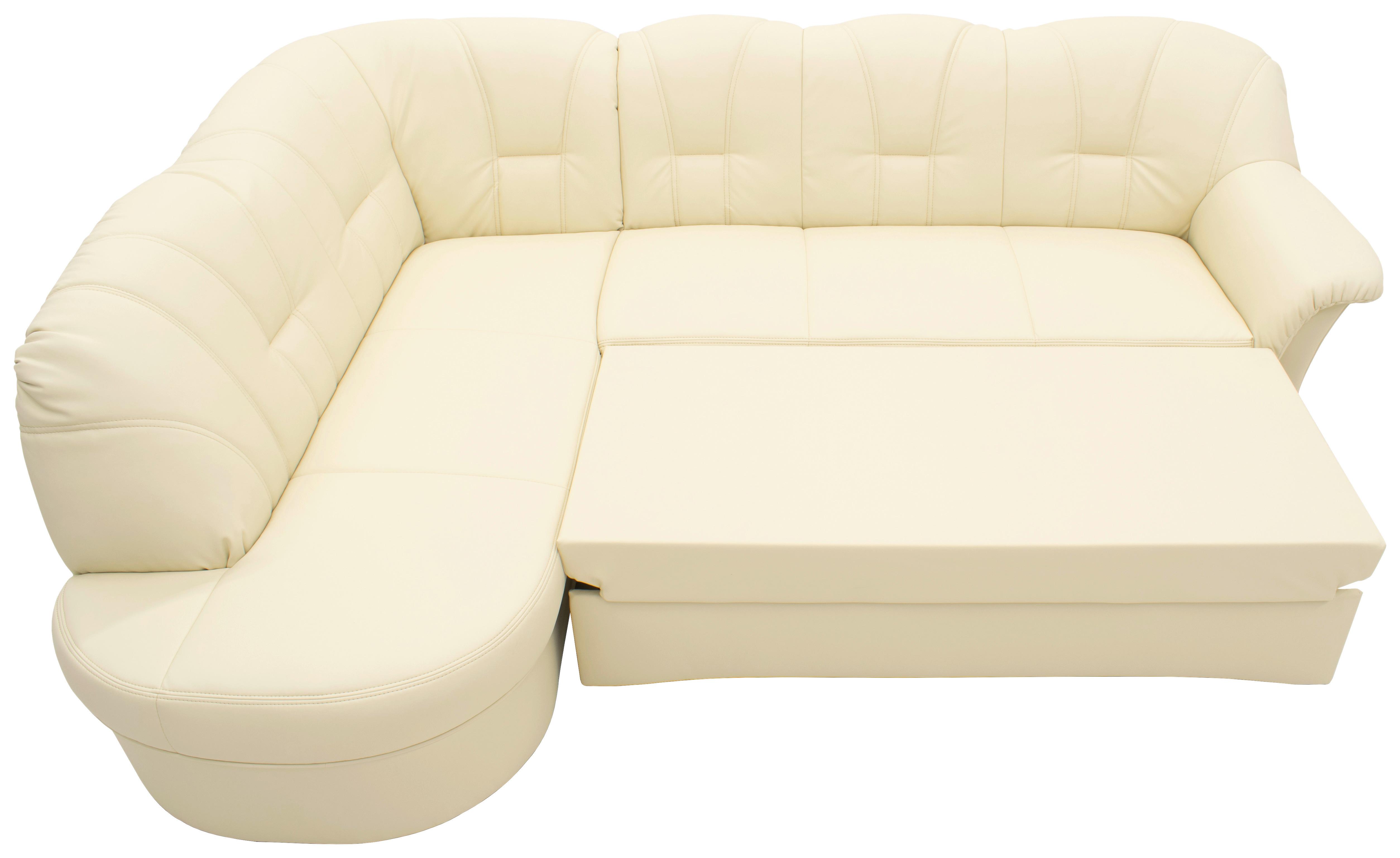 Ecksofa Papenburg Rücken Echt Beige Lederlook - Beige/Schwarz, KONVENTIONELL, Textil (180/243cm) - MID.YOU