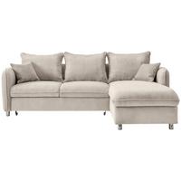 Eckschlafsofa Lauritio, Beige S: 254x160 cm - Chromfarben/Beige, MODERN, Textil (254/160cm) - Livetastic