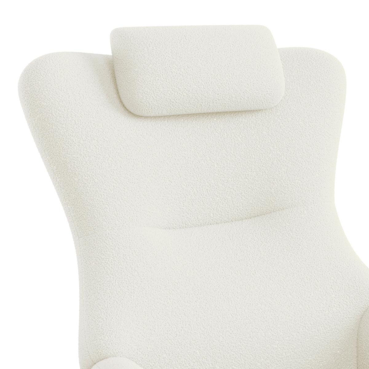 Schaukelsessel Teddy Teddy weiß, B: 66 cm - Weiß/Naturfarben, MODERN, Holz/Textil (66/90/85cm)