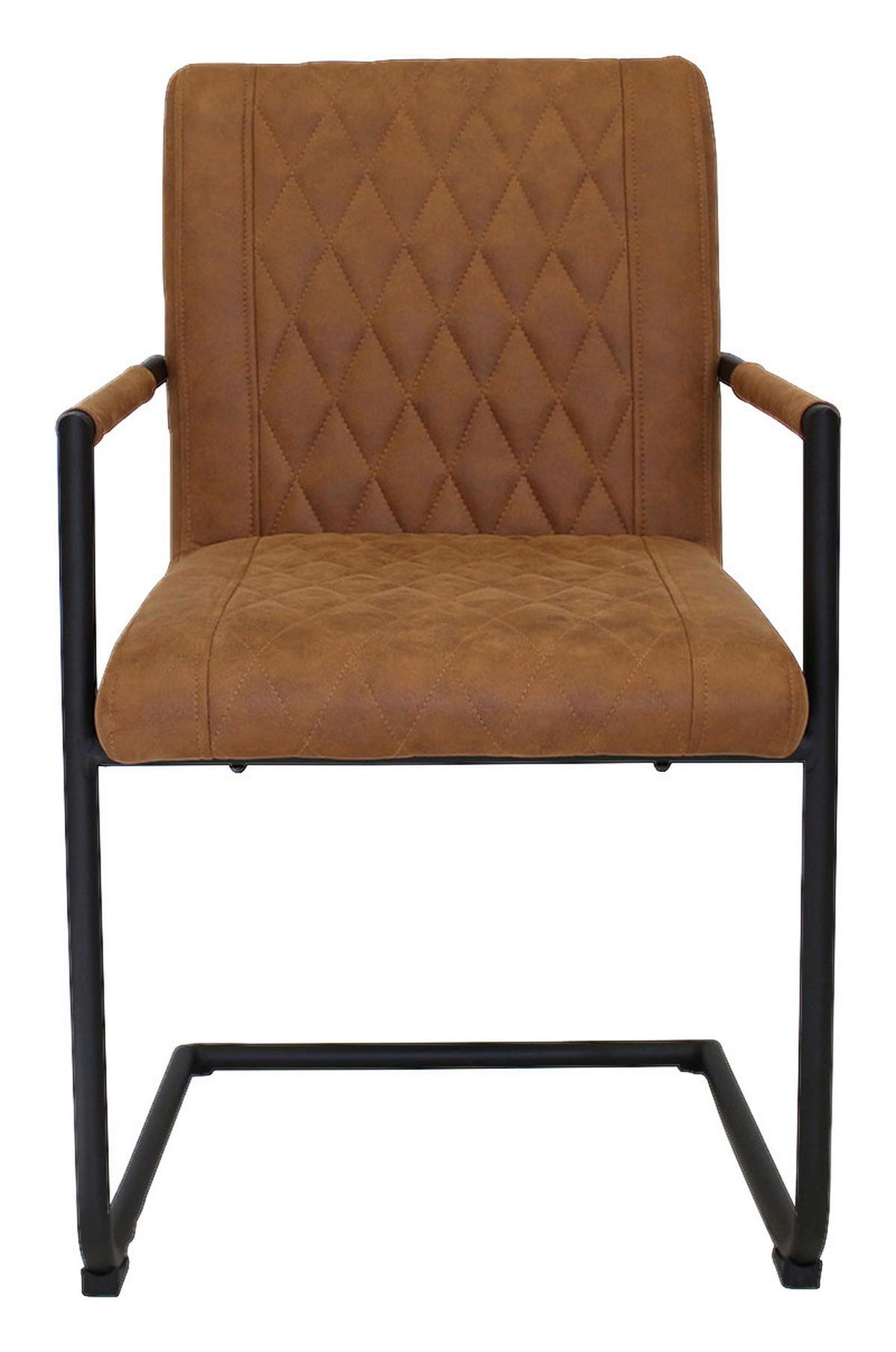Armlehnstuhl-Set Damian - Cognac/Schwarz, LIFESTYLE, Textil/Metall (52cm) - MID.YOU