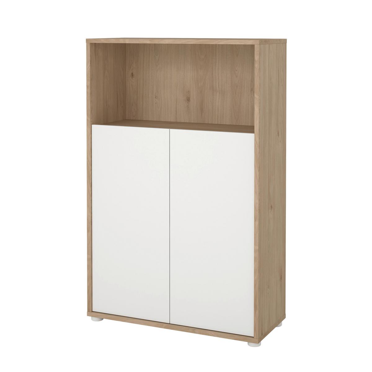 Highboard Sign Weiß/Eichefarben, L: 79,6 cm - Eichefarben/Weiß, MODERN, Holzwerkstoff (79,6/34,3/123,6cm) - MID.YOU