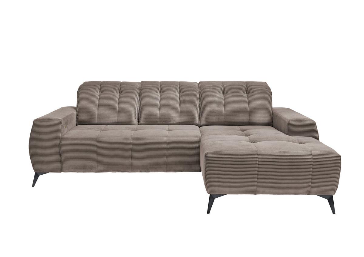 Ecksofa mit USB Anschluss Sano, Graubraun, S: 258x180 cm - Graubraun/Schwarz, MODERN, Textil (258/180cm) - Livetastic