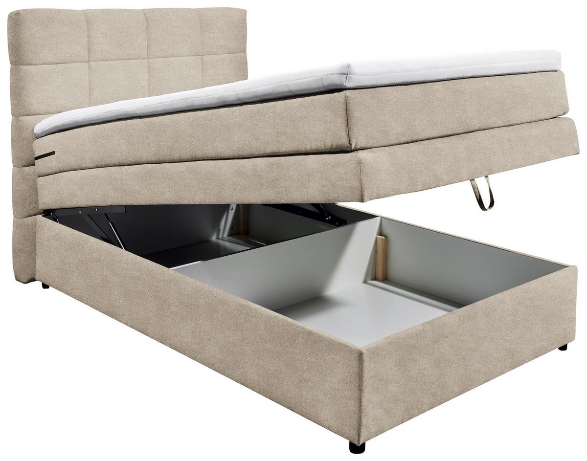 Boxspringbett Mit Topper & Bettkasten 120x200 Tacoma 3 - Sandfarben, KONVENTIONELL, Textil (120/200cm) - MID.YOU