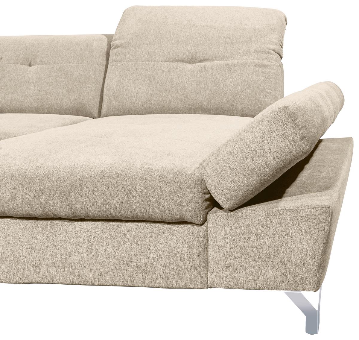 Ecksofa Melfi Sandfarben U: 245 Cm - Sandfarben/Silberfarben, MODERN, Textil (245/350/168cm) - MID.YOU