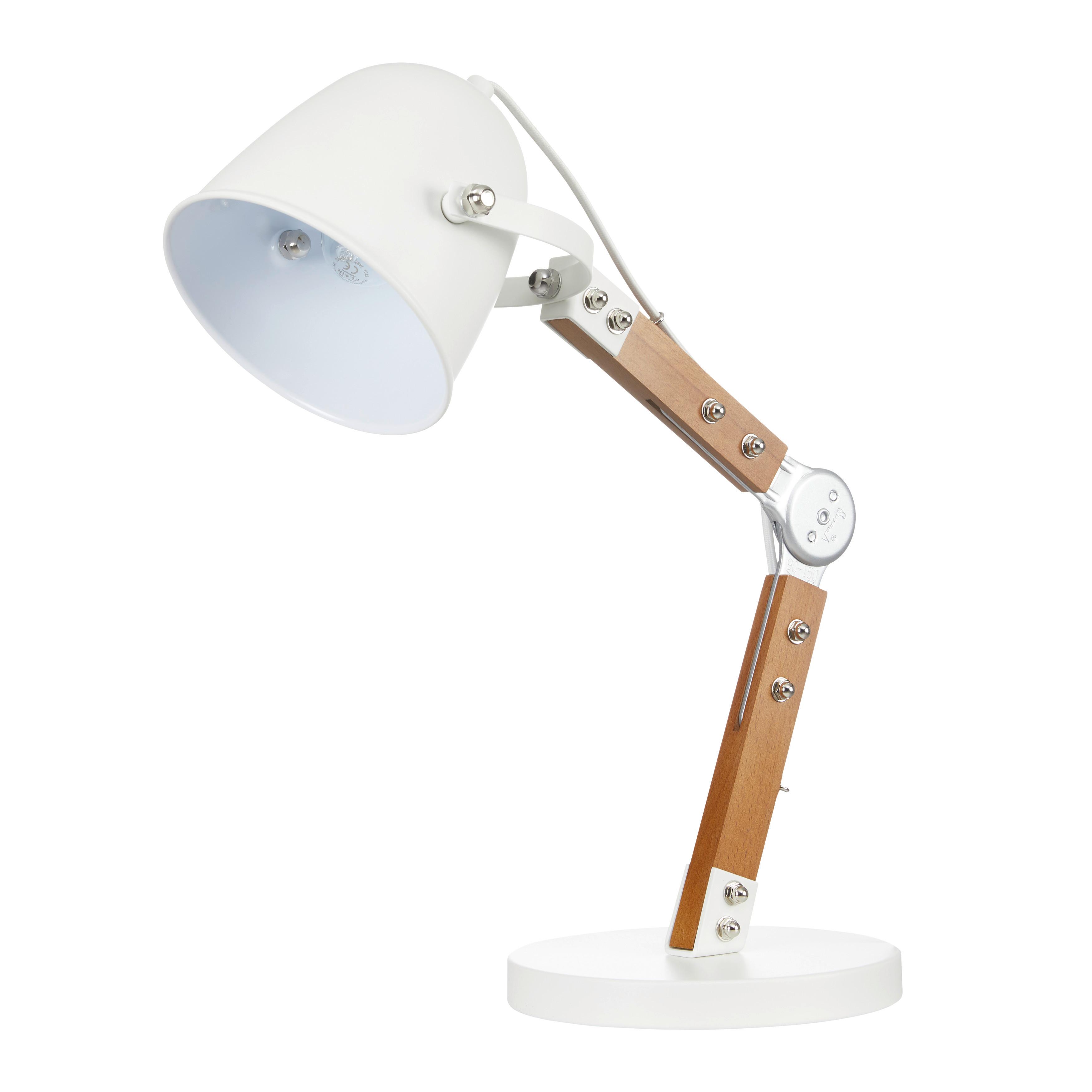 Stolní Lampa George Max. 40 Watt - bílá, Moderní, kov/dřevo - Bessagi Home