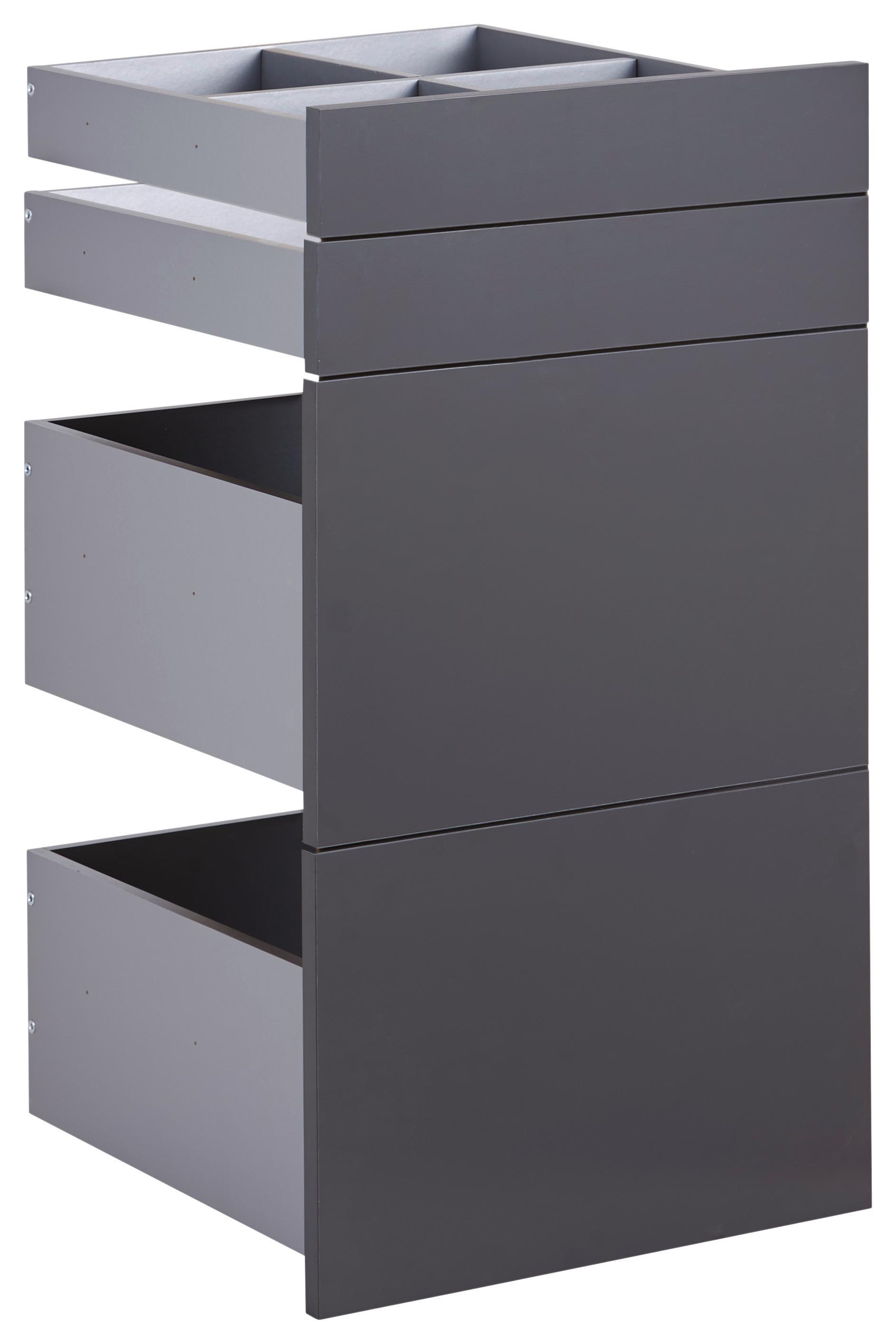 Schubladeneinsatz Unit Anthrazit B: 45,3 cm 4 Fächer - Anthrazit, MODERN, Holzwerkstoff (45,3/83/47cm) - Ondega