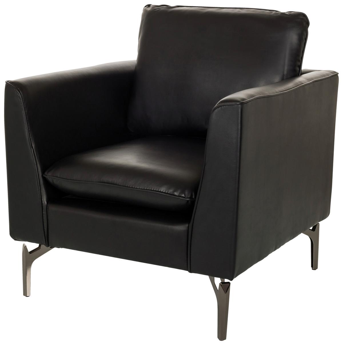 Sessel Bavero Schwarz B: 75 Cm - Schwarz, MODERN, Leder (75/65/73cm) - MID.YOU