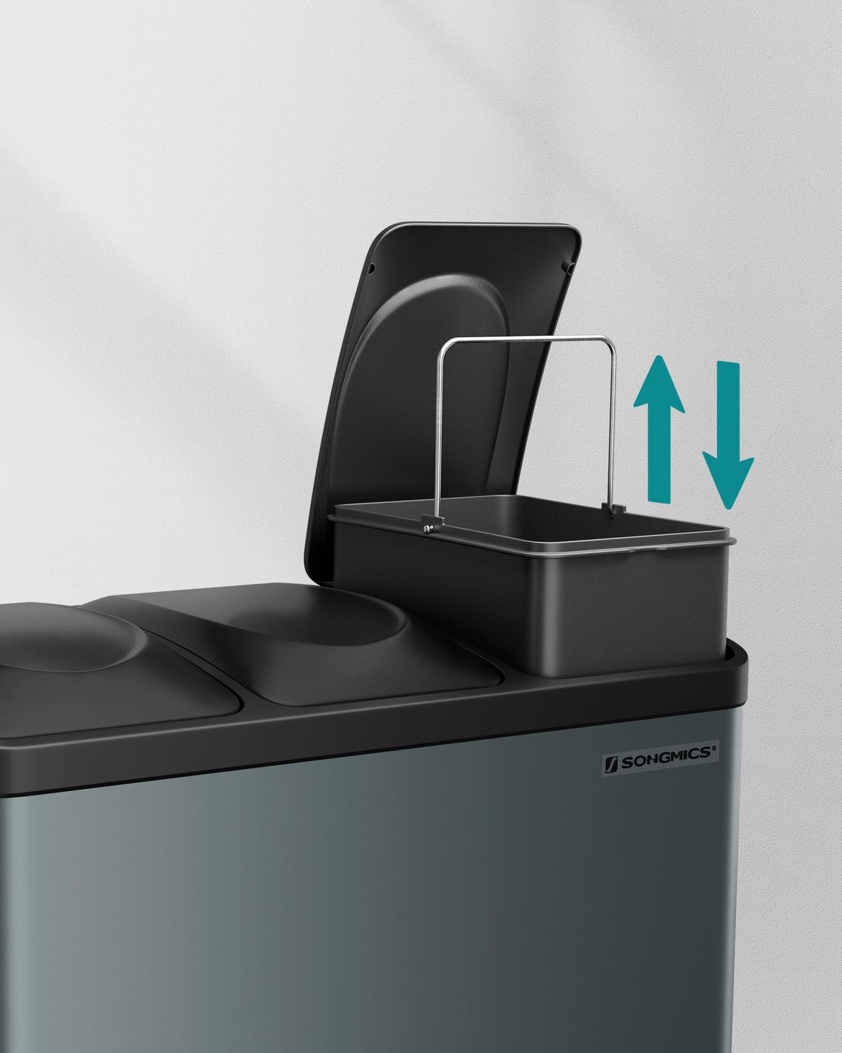 Abfallsammler Dunkelgrau B: 60,5cm - Dunkelgrau/Schwarz, Basics, Kunststoff/Metall (60,5/48,5/40,5cm)