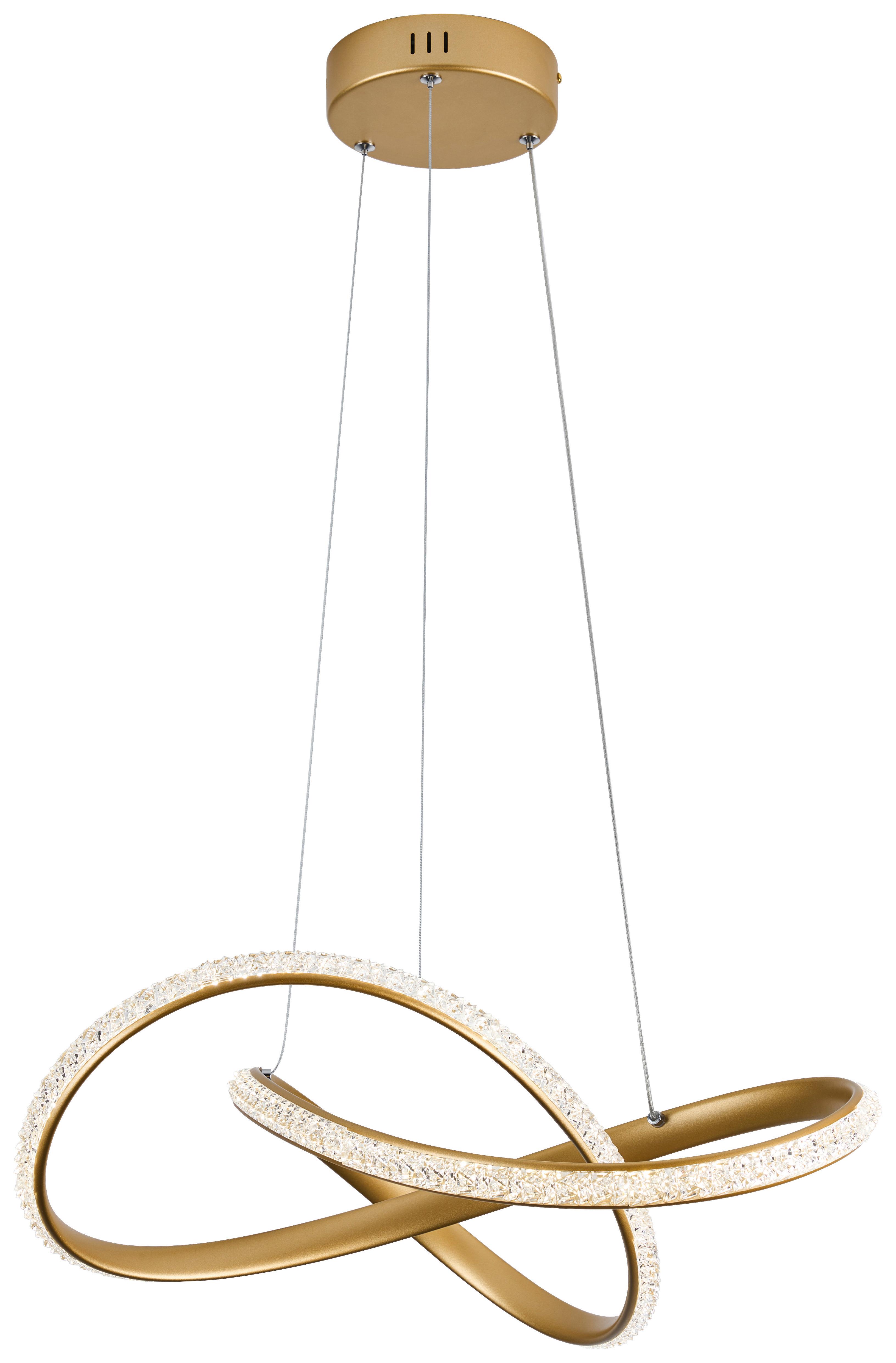 LED-Hängeleuchte Crystal - Goldfarben, MODERN, Kunststoff/Metall (50/120cm) - Luca Bessoni