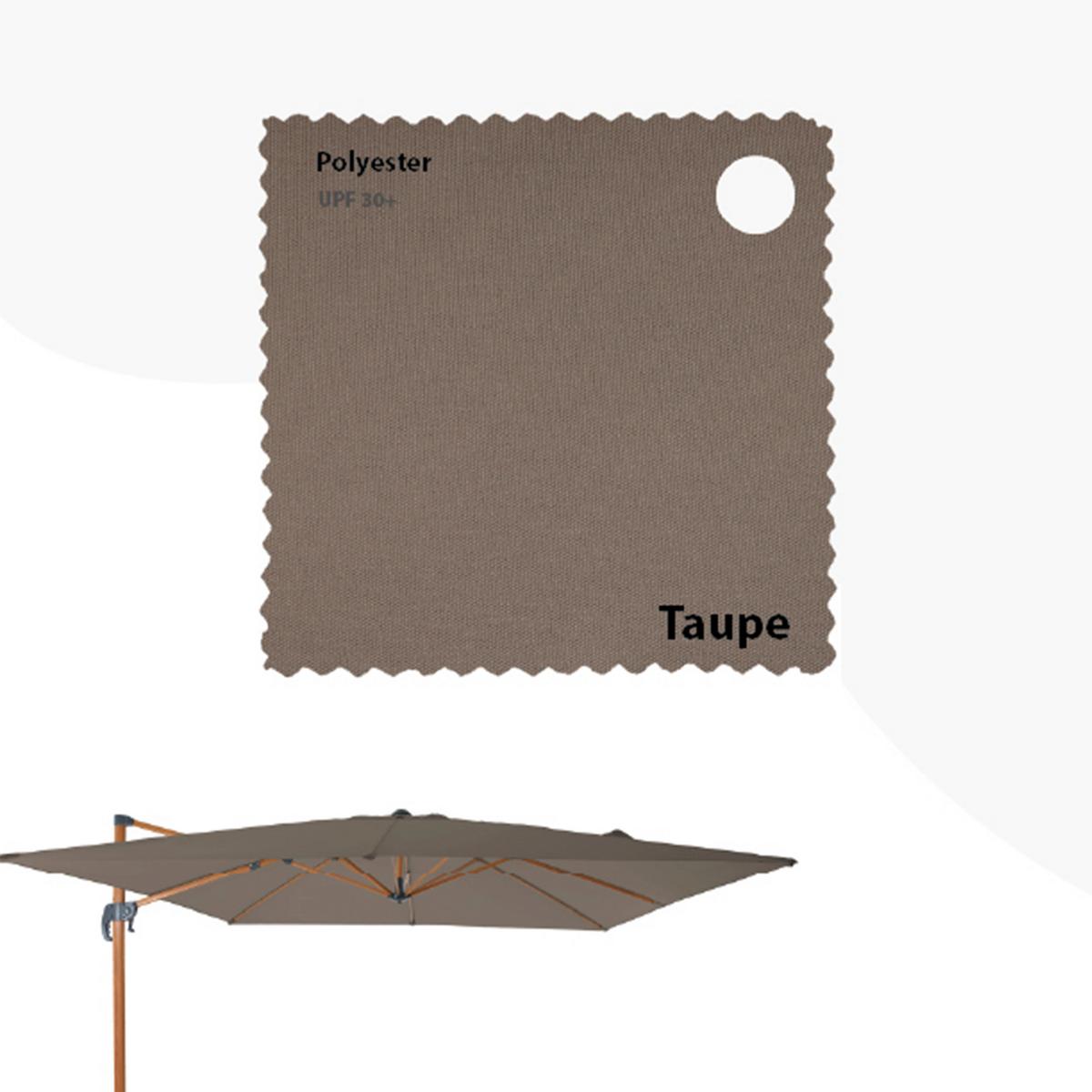 Ampelschirm Taupe/Natur DM: 300 H:250 - Taupe/Eichefarben, MODERN, Textil/Metall (300/250cm)