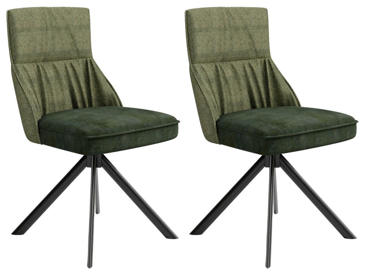 Stuhl-set California - Dunkelgrün/Schwarz, MODERN, Textil/Metall (50/89/56cm) - MID.YOU