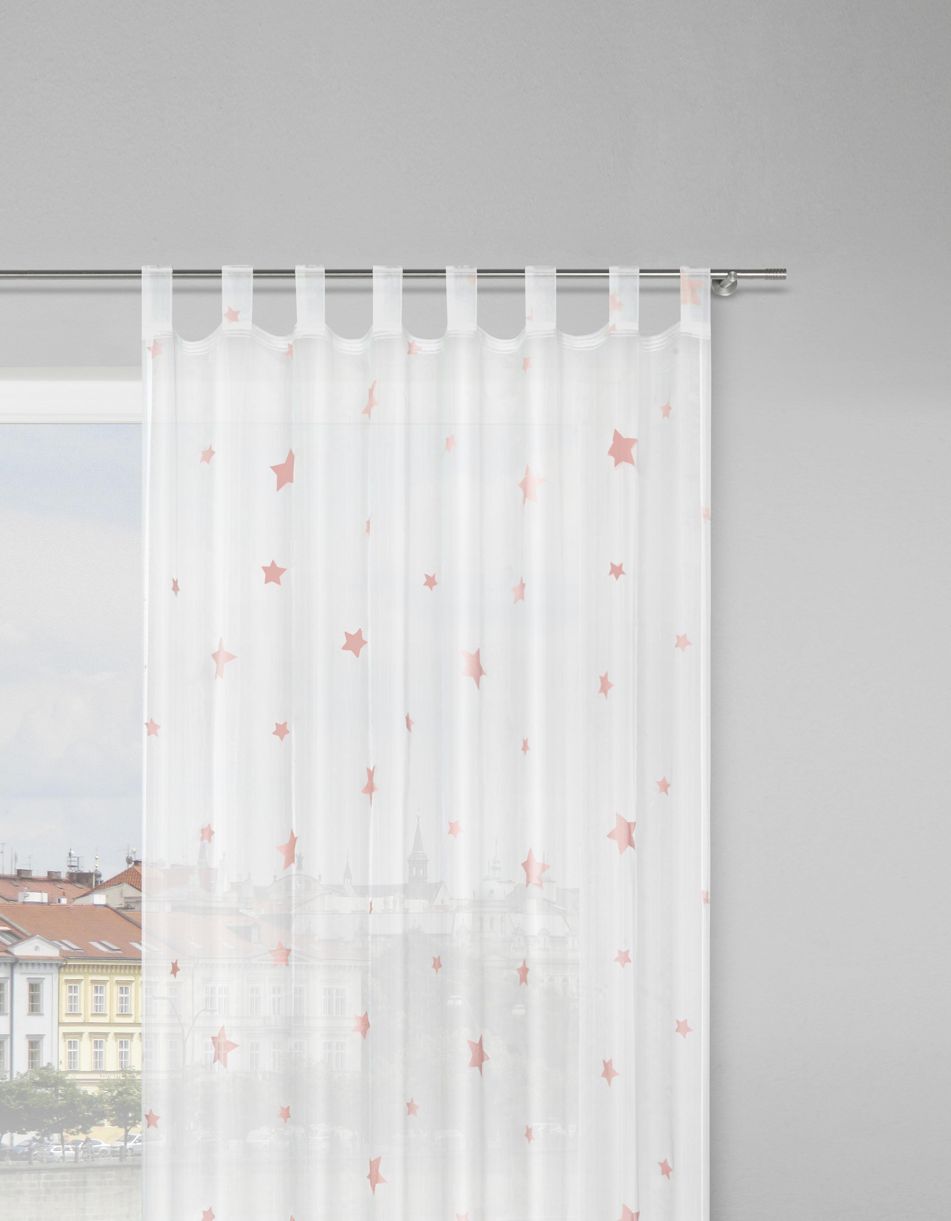ZÁVES S PÚTKAMI Claudia, 140/245 cm - pink/biela, Romantik / Landhaus, textil (140/245cm) - Modern Living