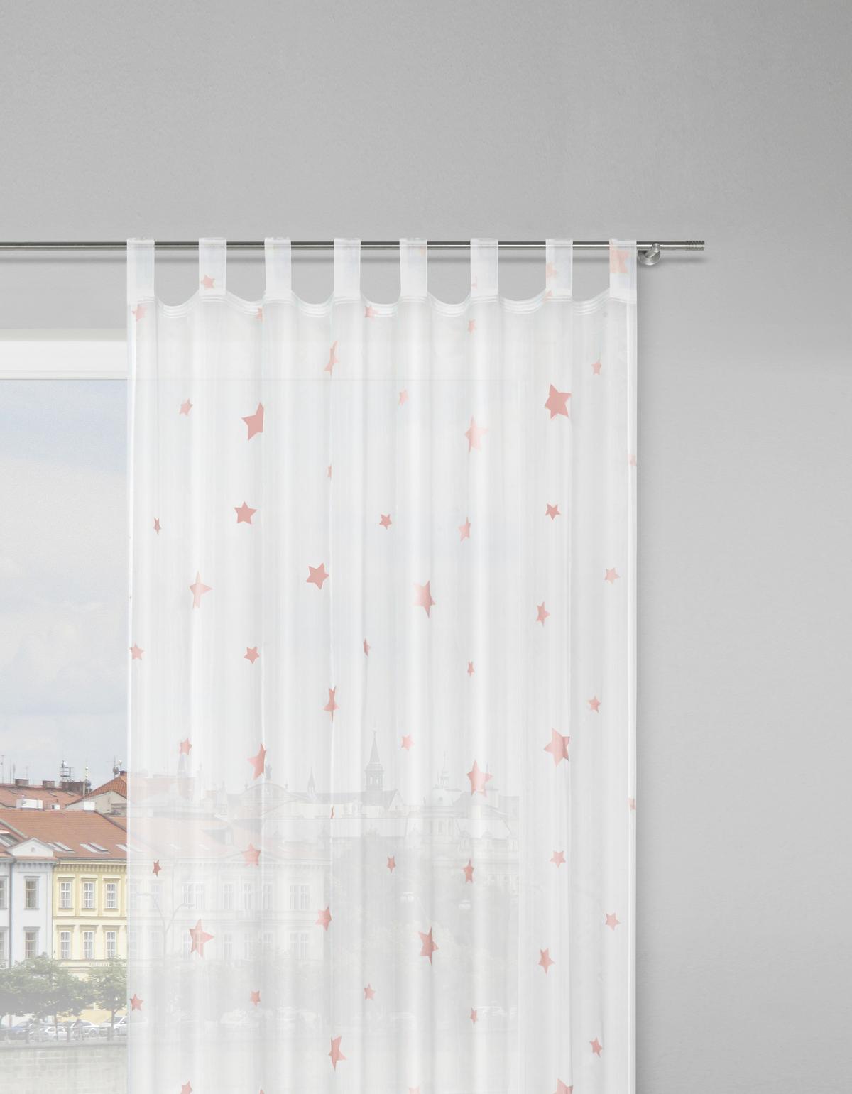 ZÁVES S PÚTKAMI Claudia, 140/245 cm - pink/biela, Romantik / Landhaus, textil (140/245cm) - Modern Living
