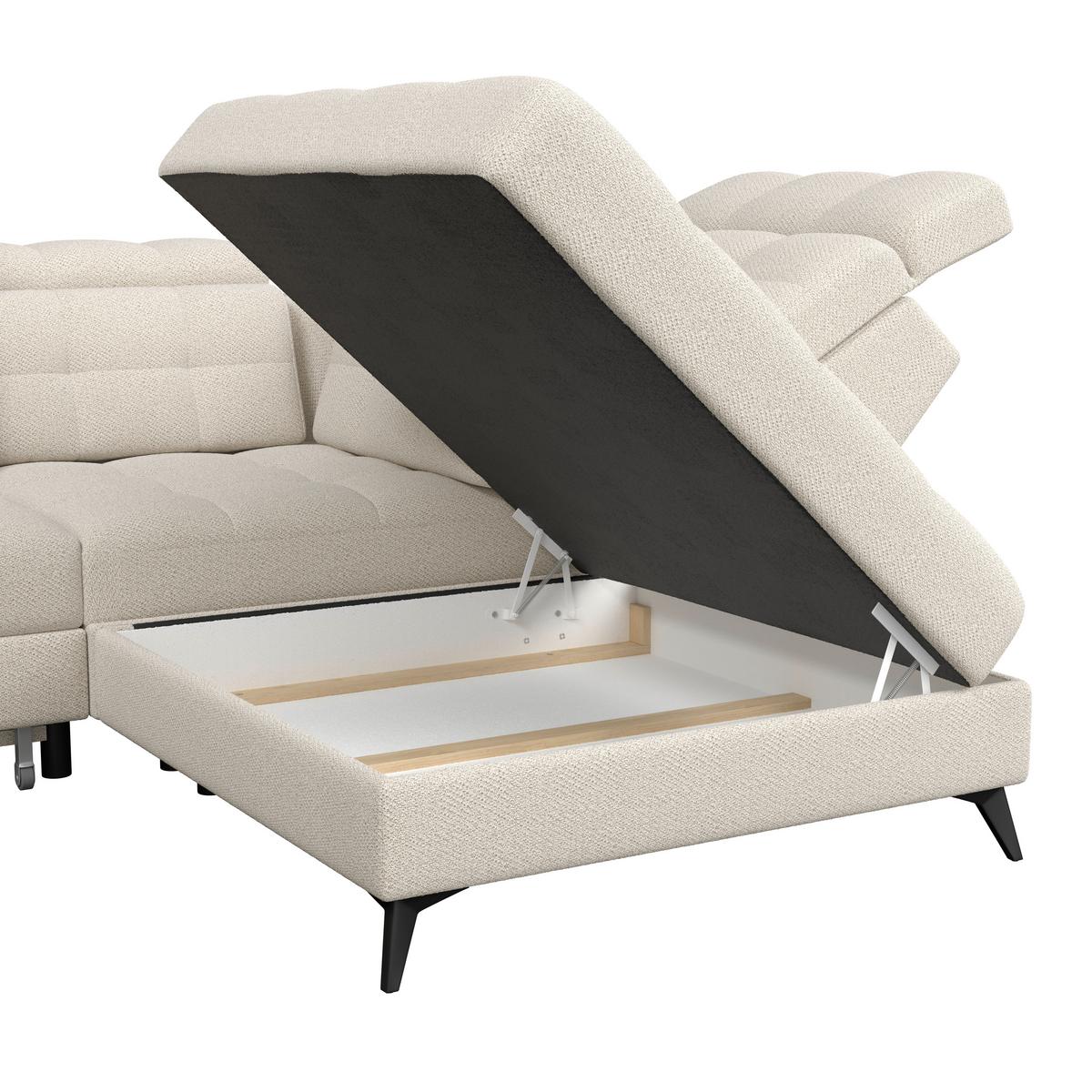 Ecksofa Barletta New Velours Beige, 289x228cm - Beige/Schwarz, ROMANTIK / LANDHAUS, Textil (289/228cm) - Luca Bessoni