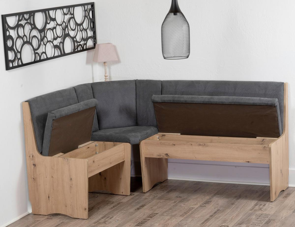 Eckbankgruppe Duisburg Olibar Titanic Grau/eiche D. B: 125cm - Eiche Artisan/Grau, KONVENTIONELL, Holz/Holzwerkstoff (125/89/165cm) - MID.YOU