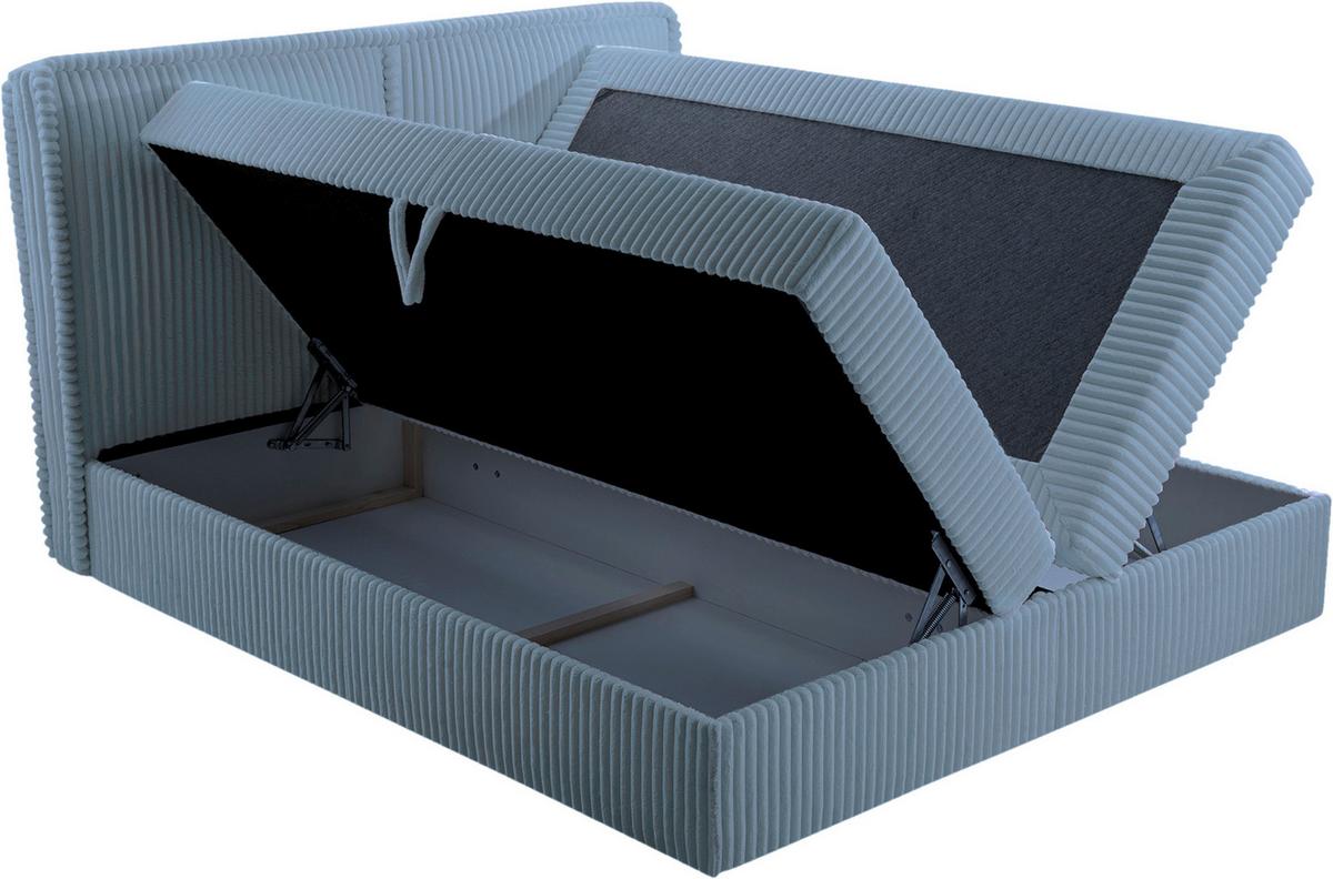 Boxbett Barcelona Lf: 140x200 Blau - Blau/Schwarz, MODERN, Holz/Kunststoff (140/200cm) - MID.YOU